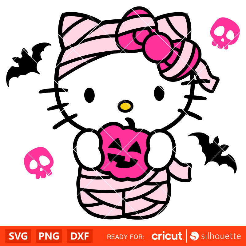 Mummy Hello Kitty Svg, Halloween Svg, Hello Kitty Svg, Kawaii Svg, Cricut, Silhouette Vector Cut File