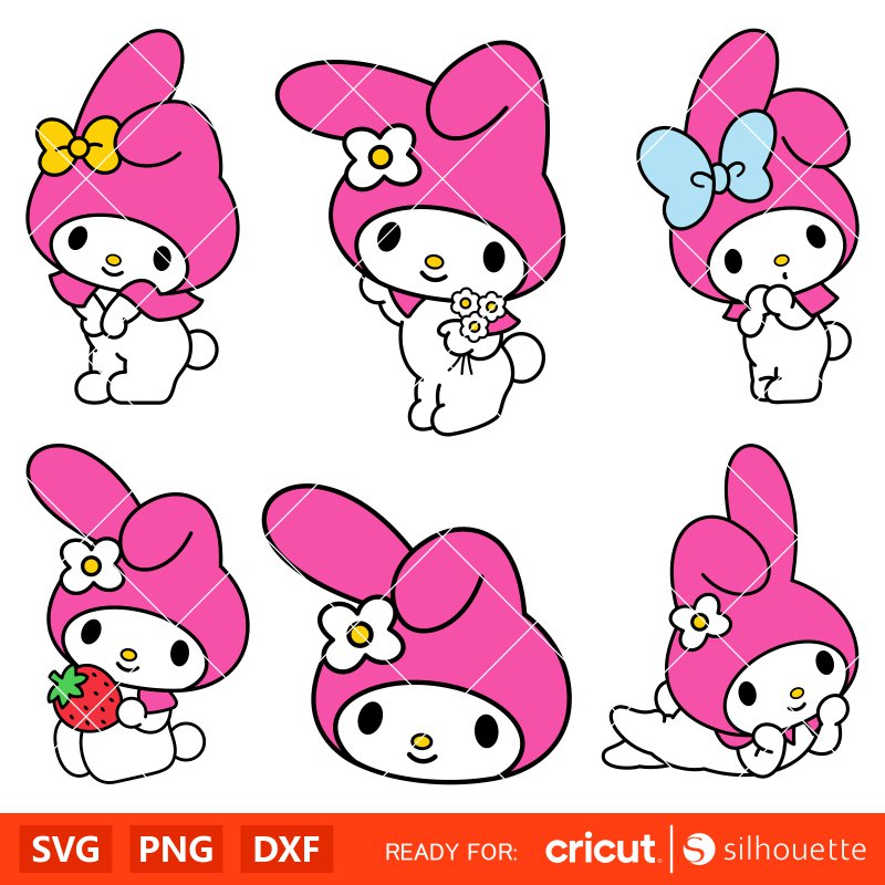 My Melody Svg Bundle, My Melody Svg, My Melody Svg for Cricut, My Melody Silhouette Vector Cut Files