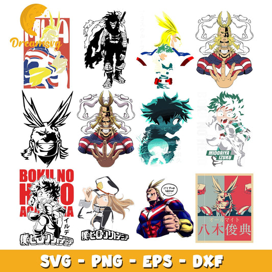 All might character anime bundle design svg, anime all might svg