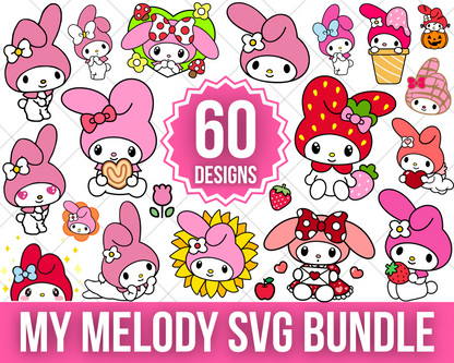 My Melody SVG Bundle, My Melody Clipart for Cricut & Silhouette, My Melody PNG SVG Cut Files - Digital Bundle