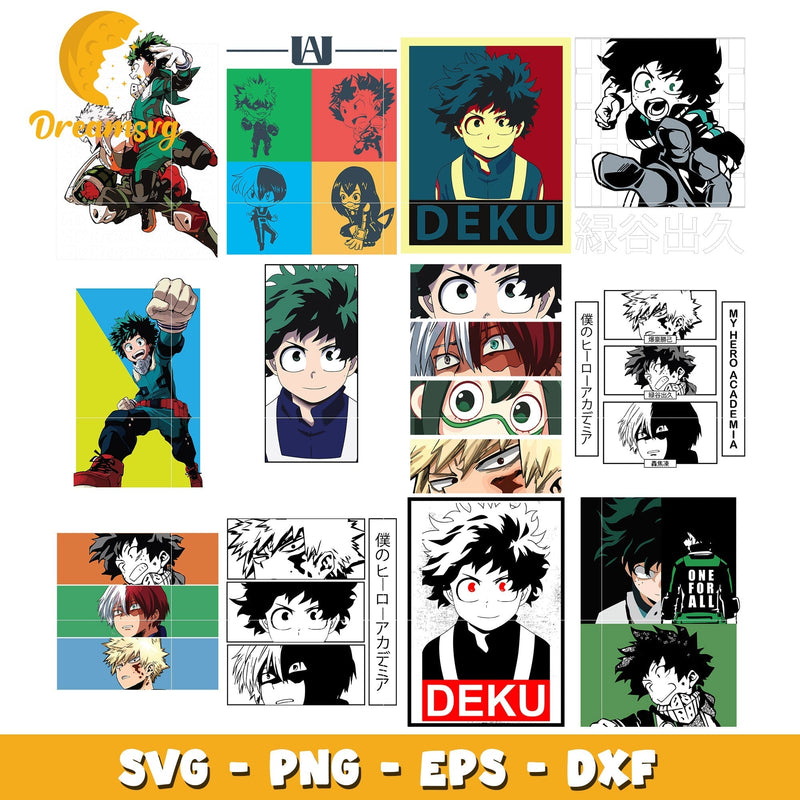 Izuku midoriya anime bundle design svg, izuku midoriya svg