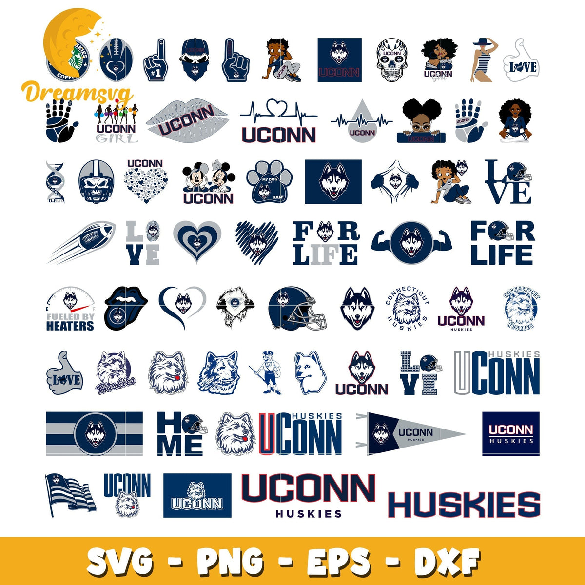 Uconn huskies logo design bundle svg, uconn huskies svg