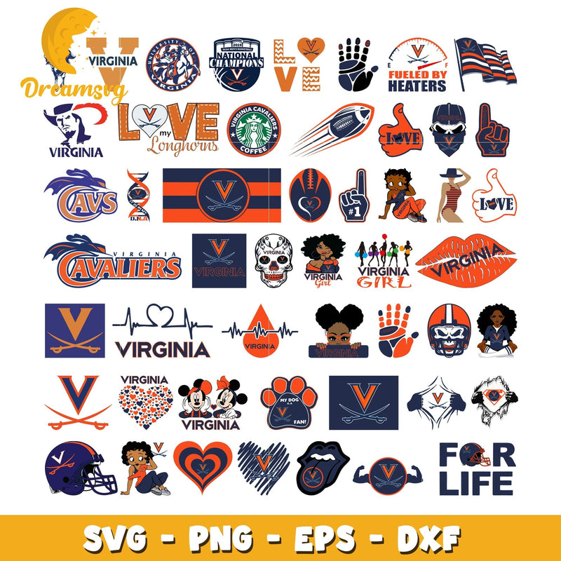 Virginia cavaliers logo design bundle svg, virginia cavaliers football svg