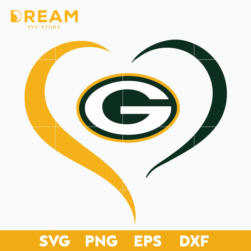 Green Bay Packers heart svg, Packers heart svg, Nfl svg, png, dxf, eps digital file NFL02102017L