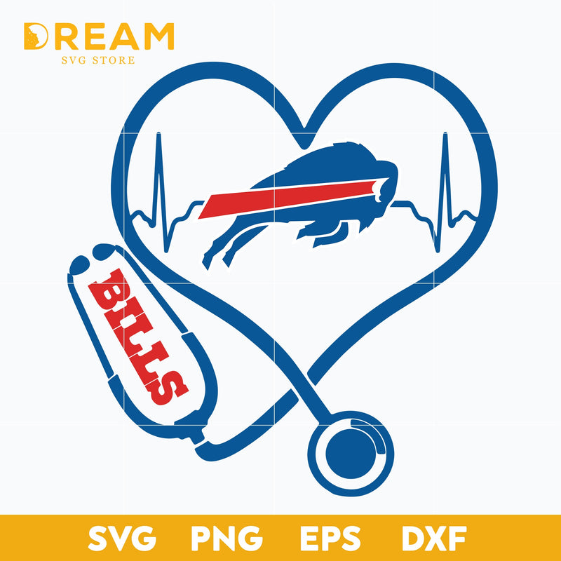 Buffalo Bills heart svg, Bills heart svg, Nfl svg, png, dxf, eps digital file NFL13102024L