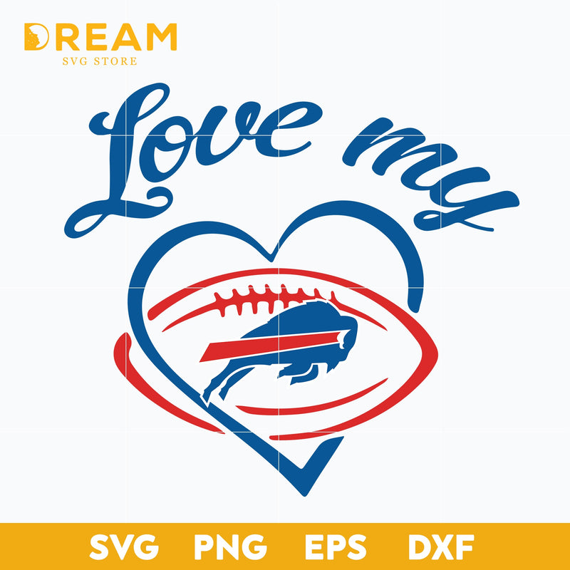 Love my Buffalo Bills heart svg, Bills heart svg, Nfl svg, png, dxf, eps digital file NFL1310203L