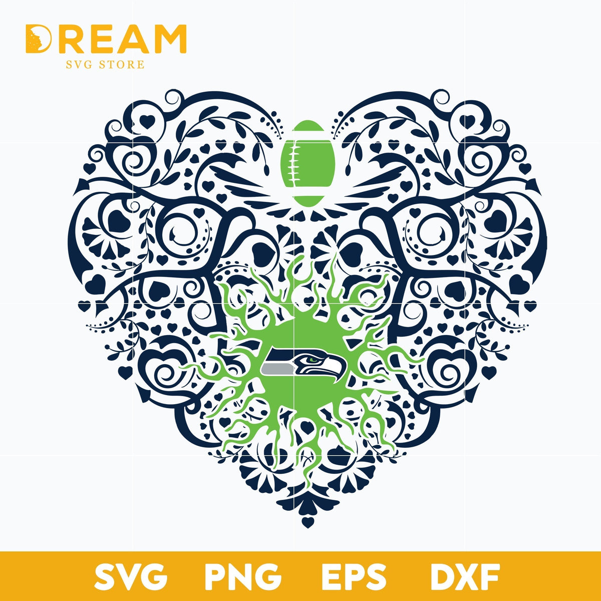 Seattle Seahawks heart svg, seahawks heart svg, Nfl svg, png, dxf, eps digital file NFL16102034L