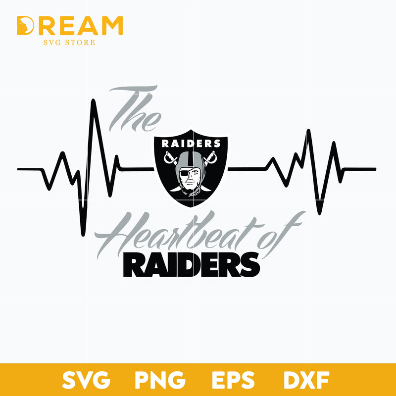 The heartbeat of raiders svg, Las Vegas Raiders svg, Raiders svg, Nfl svg, png, dxf, eps digital file NFL1810201L