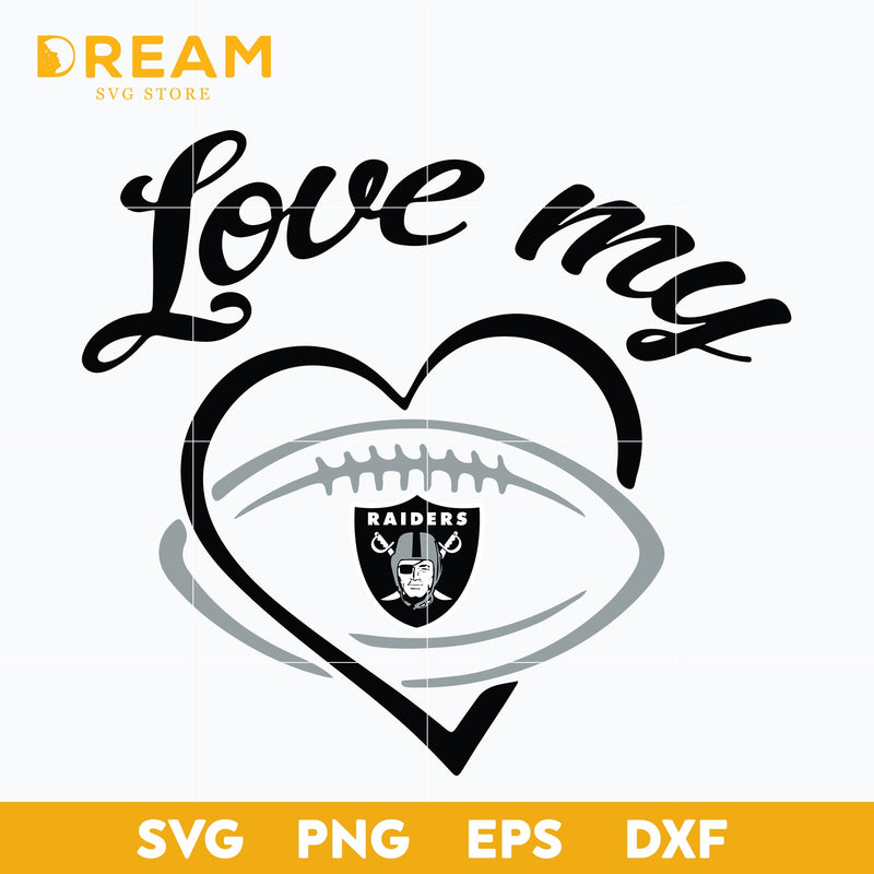 Love my Las Vegas Raiders svg, Raiders heart svg, Nfl svg, png, dxf, eps digital file NFL1810203L