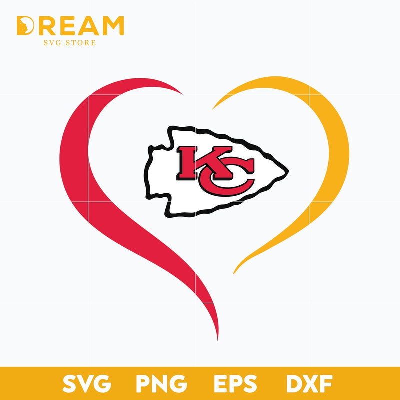 Kansas City Chiefs heart svg, Chiefs heart svg, Nfl svg, png, dxf, eps digital file NFL21102012L