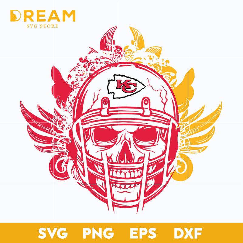 Kansas City Chiefs skull svg, Chiefs skull svg, Nfl svg, png, dxf, eps digital file NFL21102025L