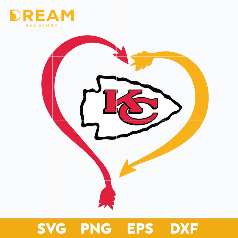 Kansas City Chiefs heart svg, Chiefs heart svg, Nfl svg, png, dxf, eps digital file NFL21102032L