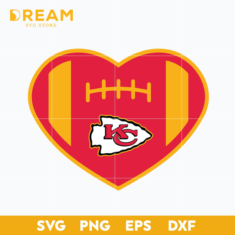 Kansas City Chiefs heart svg, Chiefs heart svg, Nfl svg, png, dxf, eps digital file NFL21102038L