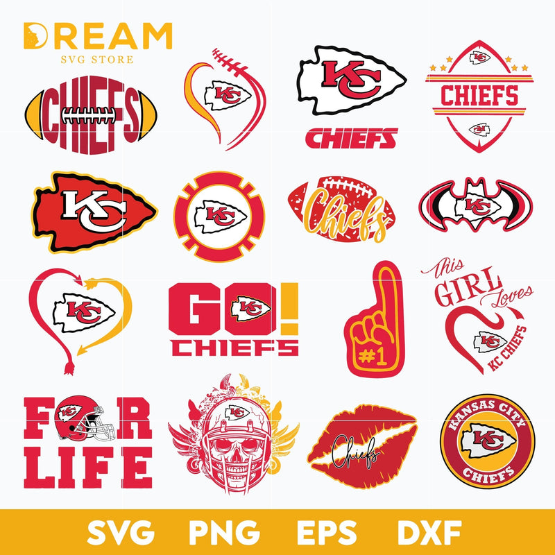 Kansas City Chiefs bundle svg, Chiefs bundle svg, Nfl svg, png, dxf, eps digital file NFL21102046L