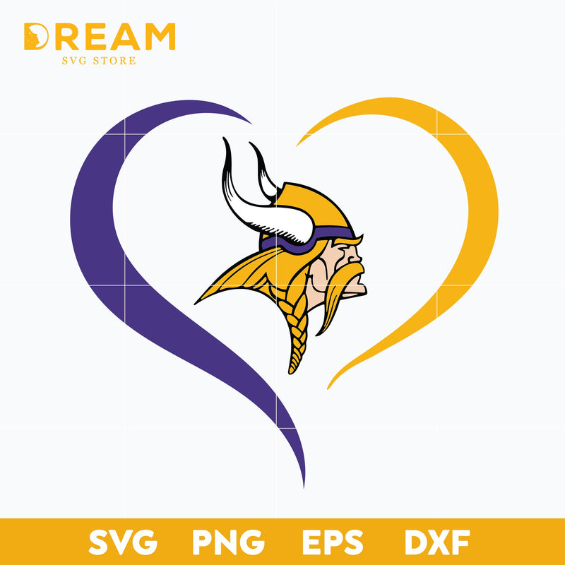 Minnesota Vikings heart svg, Vikings heart svg, Nfl svg, png, dxf, eps digital file NFL23102016L