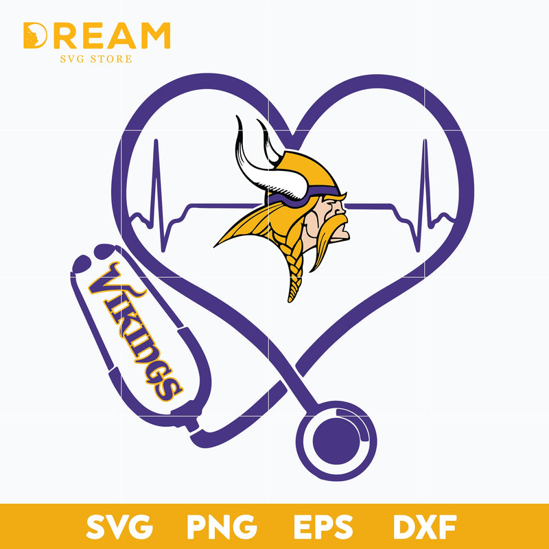 Minnesota Vikings heart svg, Vikings heart svg, Nfl svg, png, dxf, eps digital file NFL23102021L