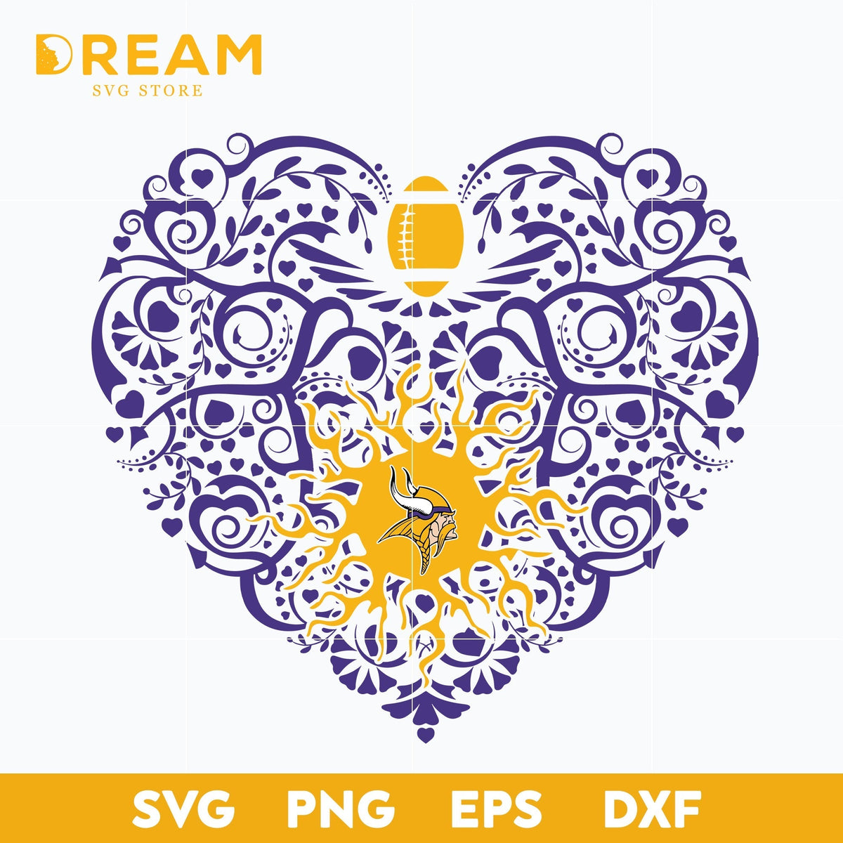 Minnesota Vikings heart svg, Vikings heart svg, Nfl svg, png, dxf, eps digital file NFL23102022L