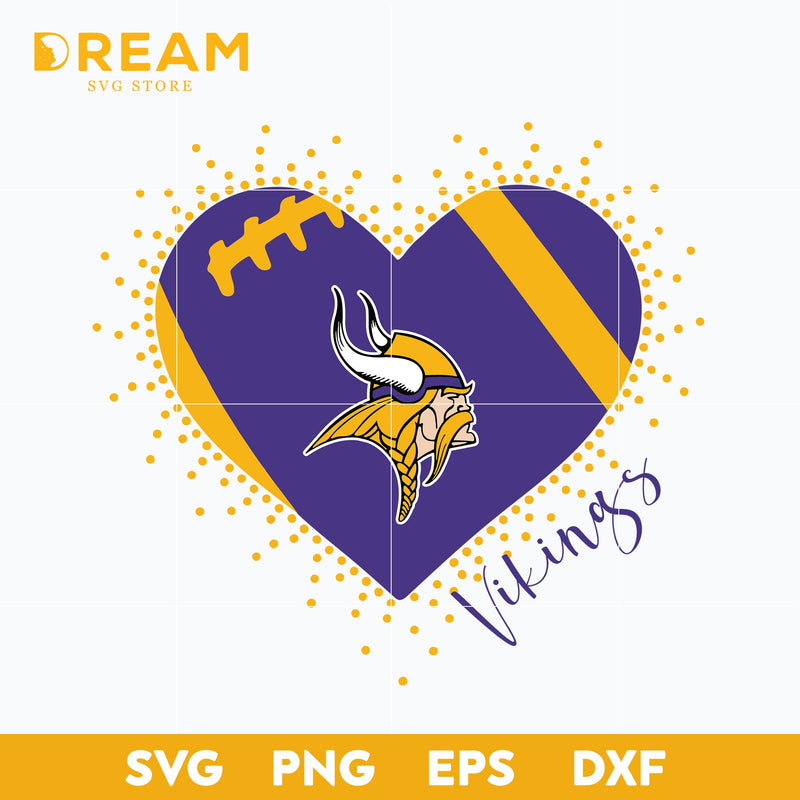 Minnesota Vikings heart svg, Vikings heart svg, Nfl svg, png, dxf, eps digital file NFL2310202L