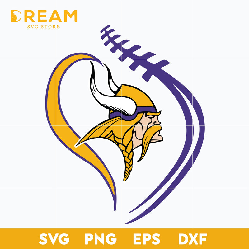 Minnesota Vikings heart svg, Vikings heart svg, Nfl svg, png, dxf, eps digital file NFL2310204L