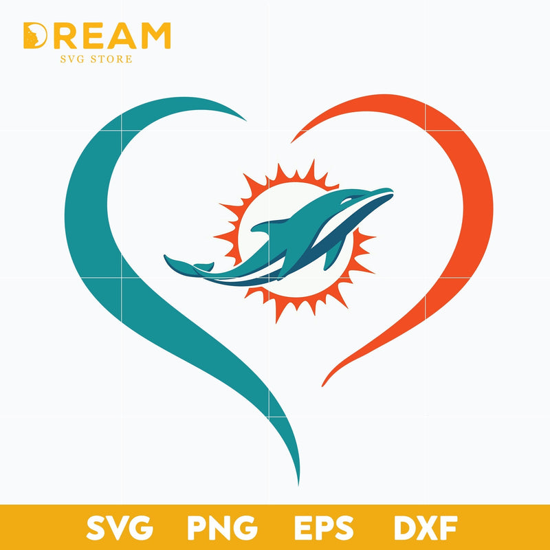 Miami Dolphins heart svg, Dolphins heart svg, Nfl svg, png, dxf, eps digital file NFL27102013L