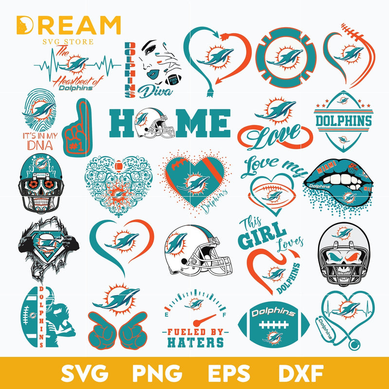 Miami Dolphins bundle svg, Dolphins bundle svg, Nfl svg, png, dxf, eps digital file NFL27102039L