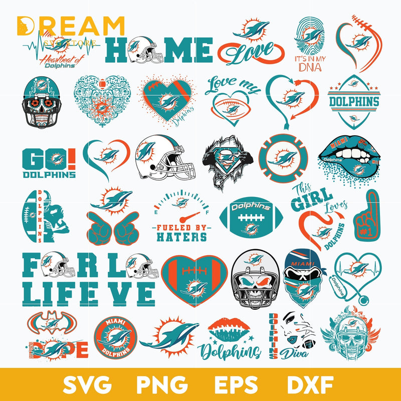 Miami Dolphins bundle svg, Dolphins bundle svg, Nfl svg, png, dxf, eps digital file NFL27102040L