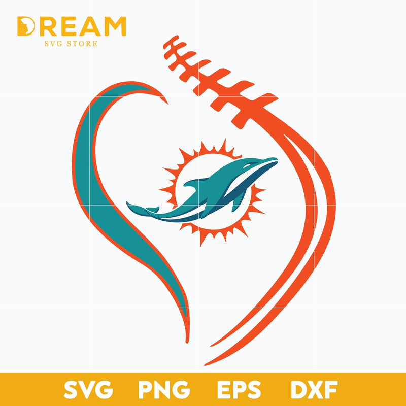 Miami Dolphins heart svg, Dolphins heart svg, Nfl svg, png, dxf, eps digital file NFL2710205L