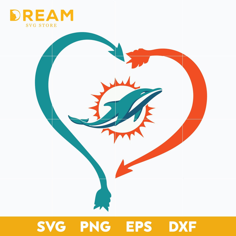 Miami Dolphins heart svg, Dolphins heart svg, Nfl svg, png, dxf, eps digital file NFL2710207L