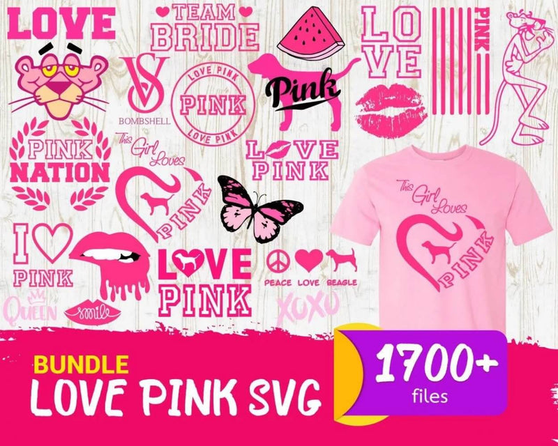 Love Pink PNG & SVG Bundle 1700+ Files For Cricut & Silhouette