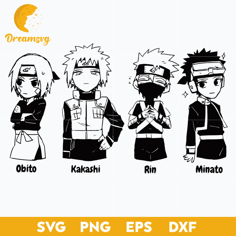 Naruto Svg, Uchiha Obito Svg, Hatake Kakashi Svg, Rin Svg, Minato Svg, Anime Svg, Obito Svg, Anime Svg, png, eps, dxf digital download.