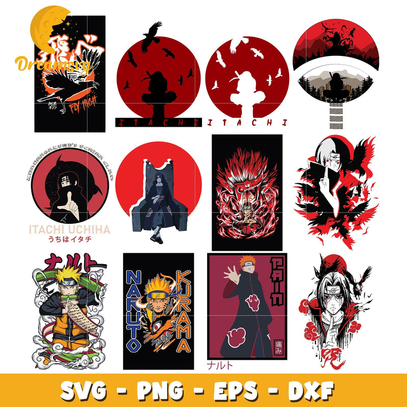 Itachi red design bundle svg, itachi character svg, naruto anime svg