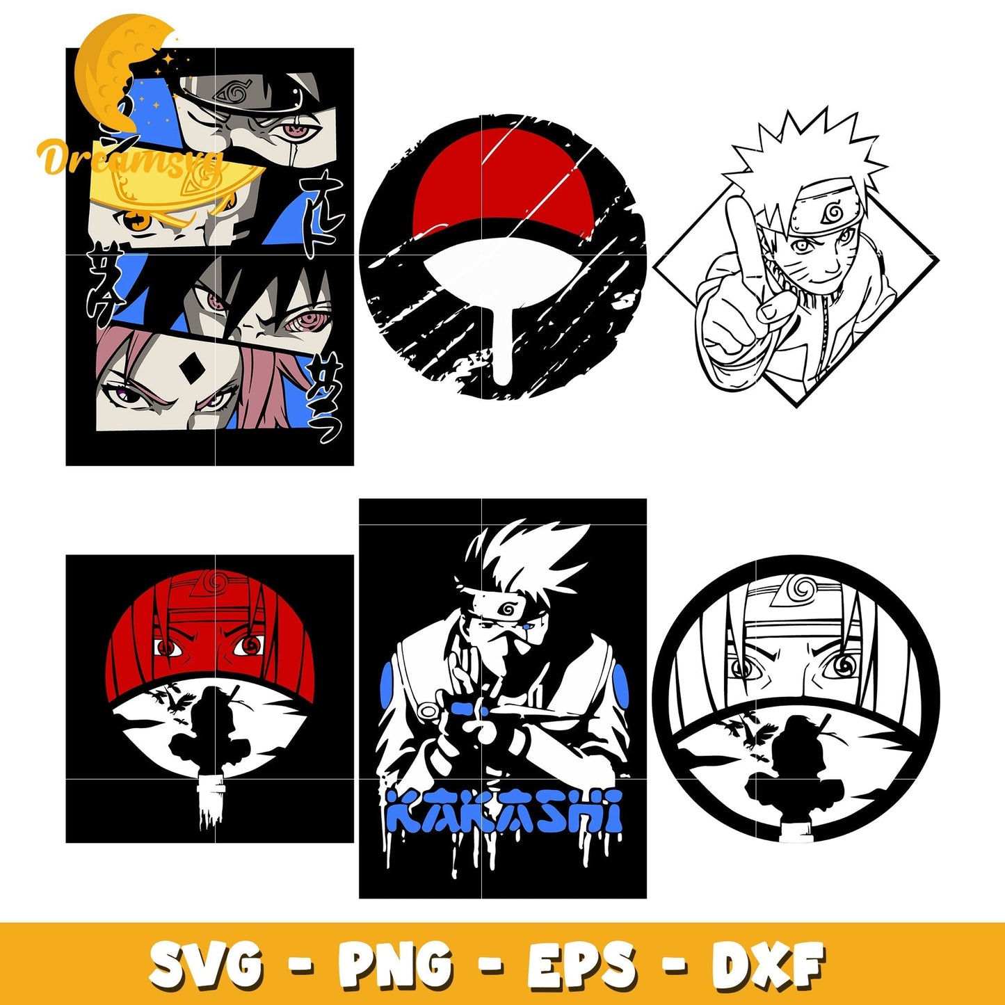 Hatake Kakashi character bundle svg, Uchiwa symbol svg, anime svg