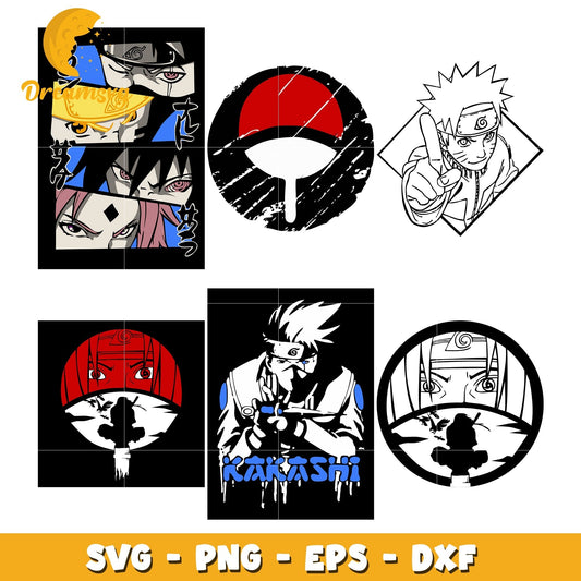 Hatake Kakashi character bundle svg, Uchiwa symbol svg, anime svg