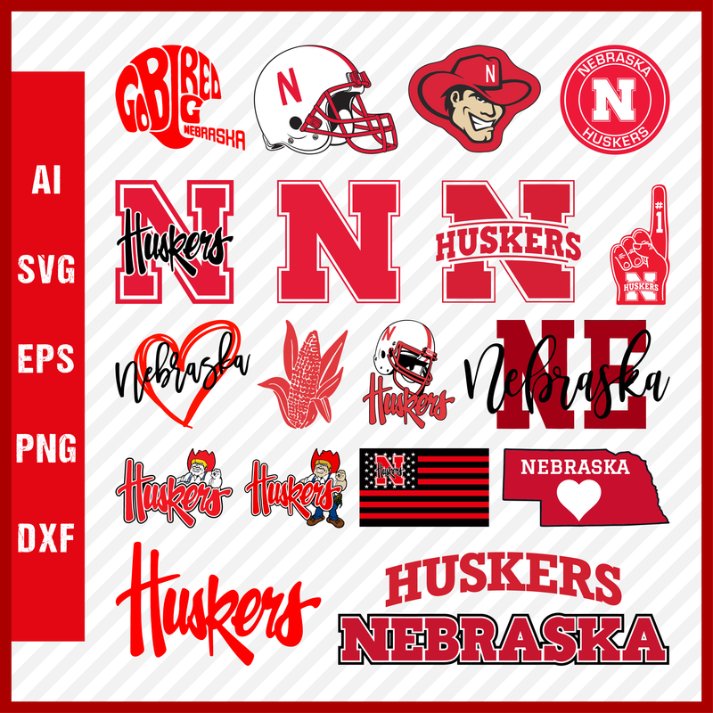 Nebraska Cornhuskers Svg Logo, Nebraska Cornhuskers Png Logo, NCAA Cornhuskers Clipart Bundle