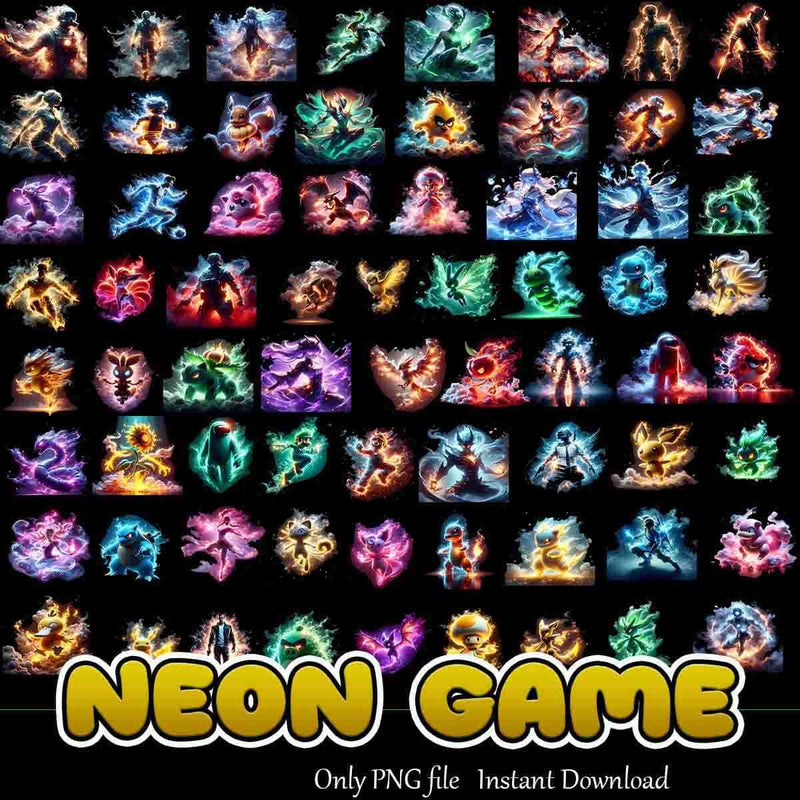 Neon Game PNG, Neon Characters PNG, Neon Transparent Png, Neon PNG Designs