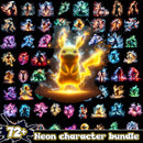 Neon character cartoon movies bundle png