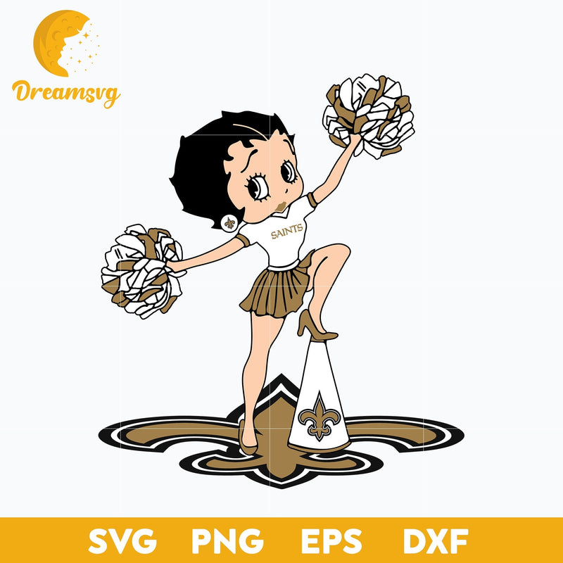 New Orleans Saints Betty Boop Cheerleader Nfl Svg, New Orleans Saints Svg, Sport Svg, Nfl Svg, Png, Dxf, Eps Digital File.