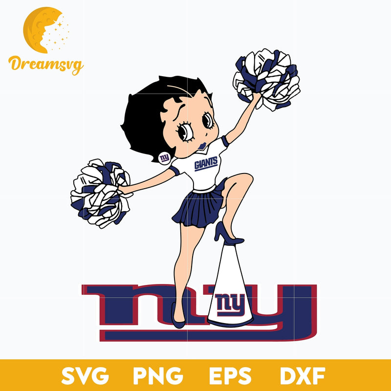 New York Giants Betty Boop Cheerleader Nfl Svg, New York Giants Svg, Sport Svg, Nfl Svg, Png, Dxf, Eps Digital File.