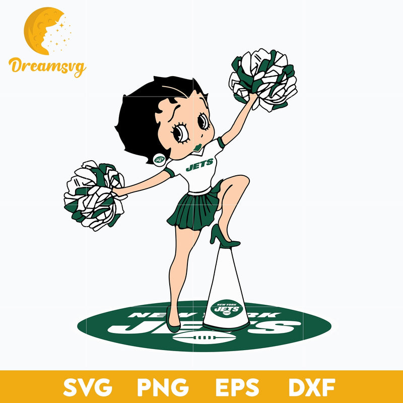 New York Jets Betty Boop Cheerleader Nfl Svg, New York Jets Svg, Sport Svg, Nfl Svg, Png, Dxf, Eps Digital File.