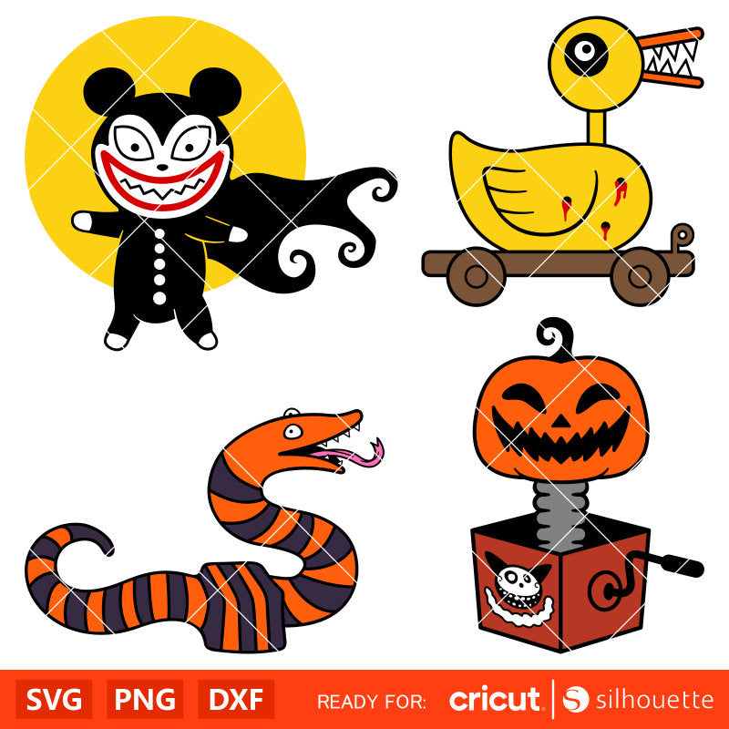 Nightmare Before Christmas Toy Bundle Svg, Vampire Duck Svg, Halloween Svg, Giant Snake Svg, Cricut, Silhouette Vector Cut File