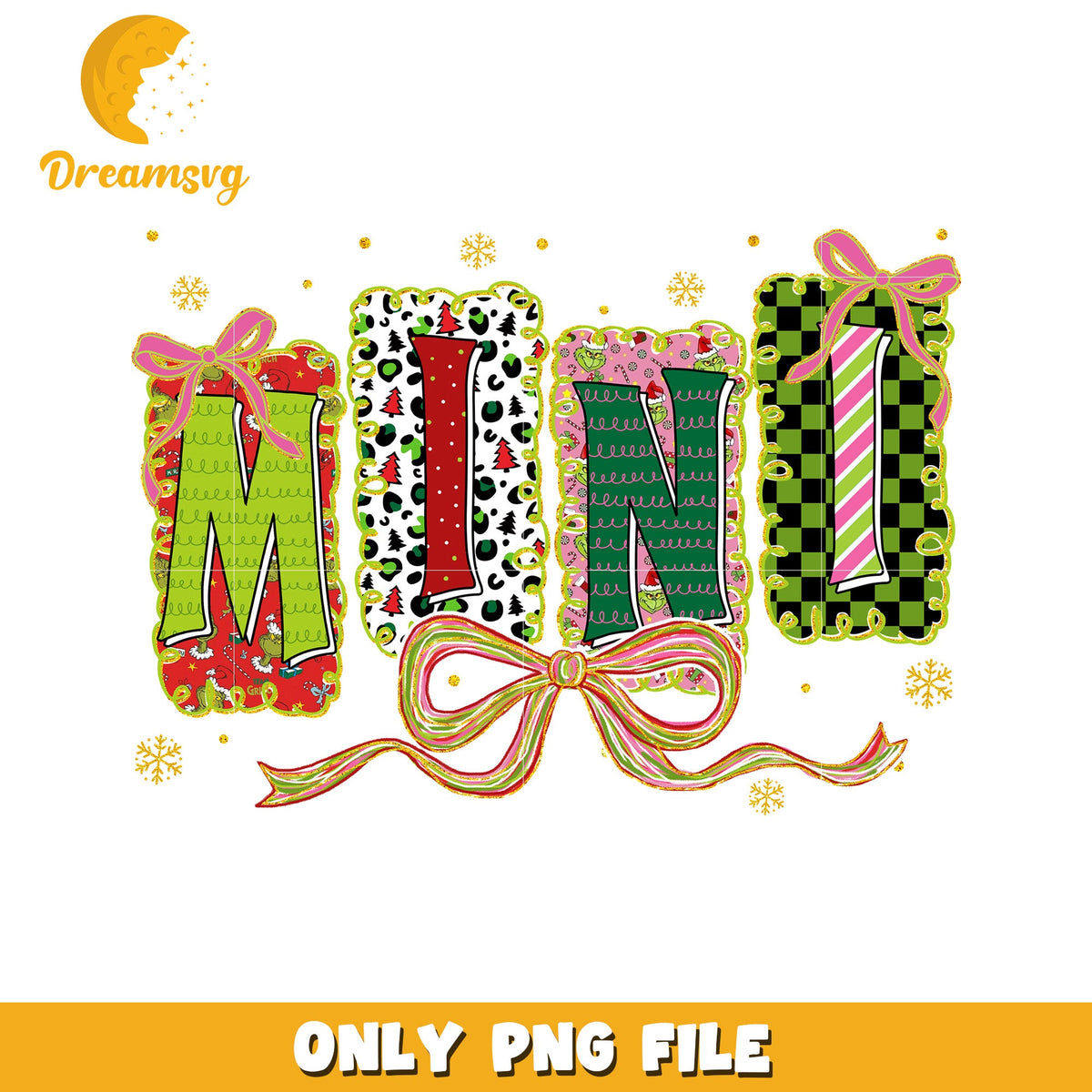 Nini bowtie grinch png, christmas lights png, christmas music png