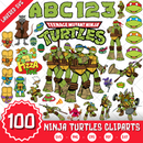 Ninja Turtles Clipart Bundle, Alphabet SVG, Teenage Mutant Ninja Turtles SVG Cut Files for Cricut / Silhouette, PNG DXF
