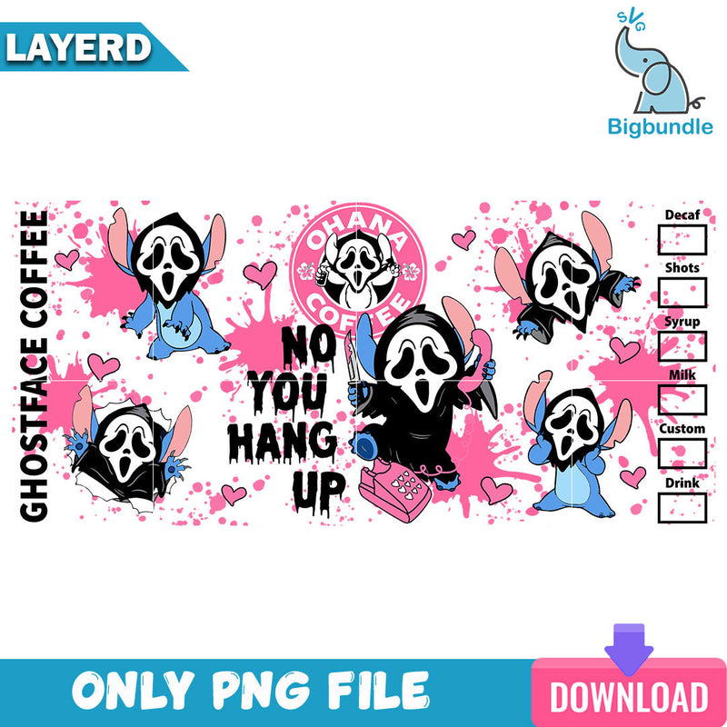 No you hang up stitch horror halloween, glass can png, halloween png, Digital download.