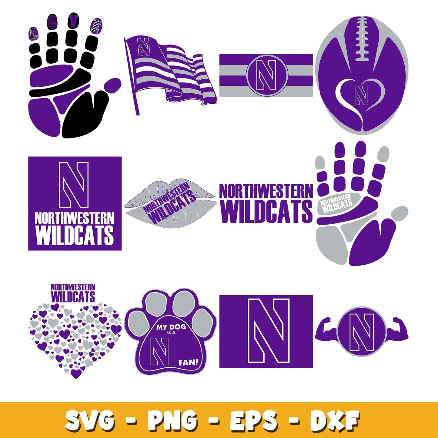 Northwestern Wildcats Football Bundle svg, Northwestern Wildcats logo svg, ncaa svg