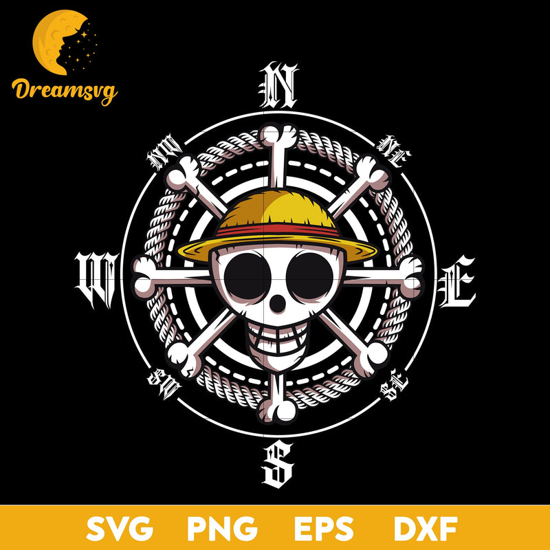 One Piece Straw Hat Pirates Skull Svg, One Piece Logo Svg, One Piece Svg, Anime Svg, png, eps, dxf digital download.