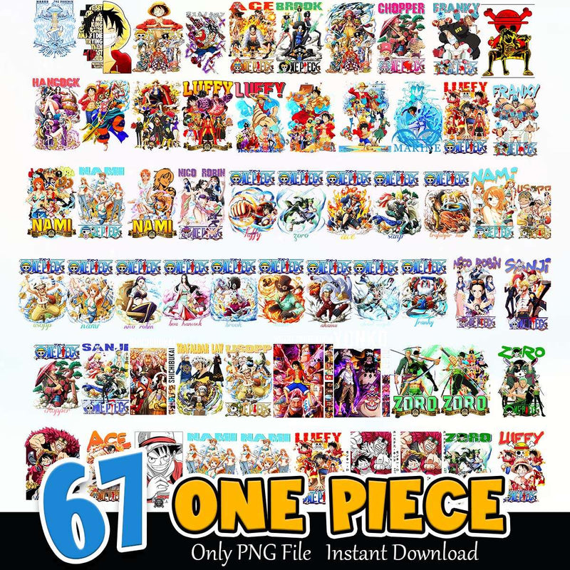 One Piece PNG Bundle Sublimation Instant Download