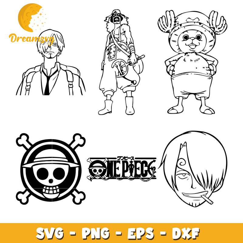 Straw hat pirates characters bundle svg, one piece straw hat pirates svg