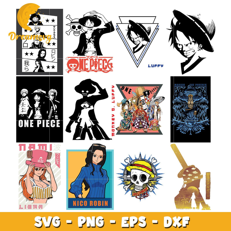 Straw Hat Pirates bundle svg, One piece characters svg