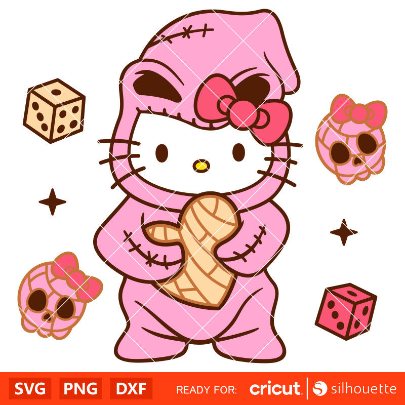 Oogie Boogie Concha Hello Kitty Svg, Boogie Man Kitty Svg