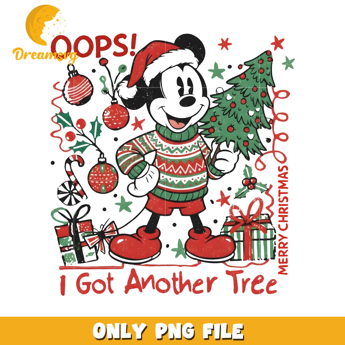 Oops mickey png, christmas movie png, christmas tree png